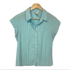 Worthington women’s stretch, pleated top,blue, LP‎